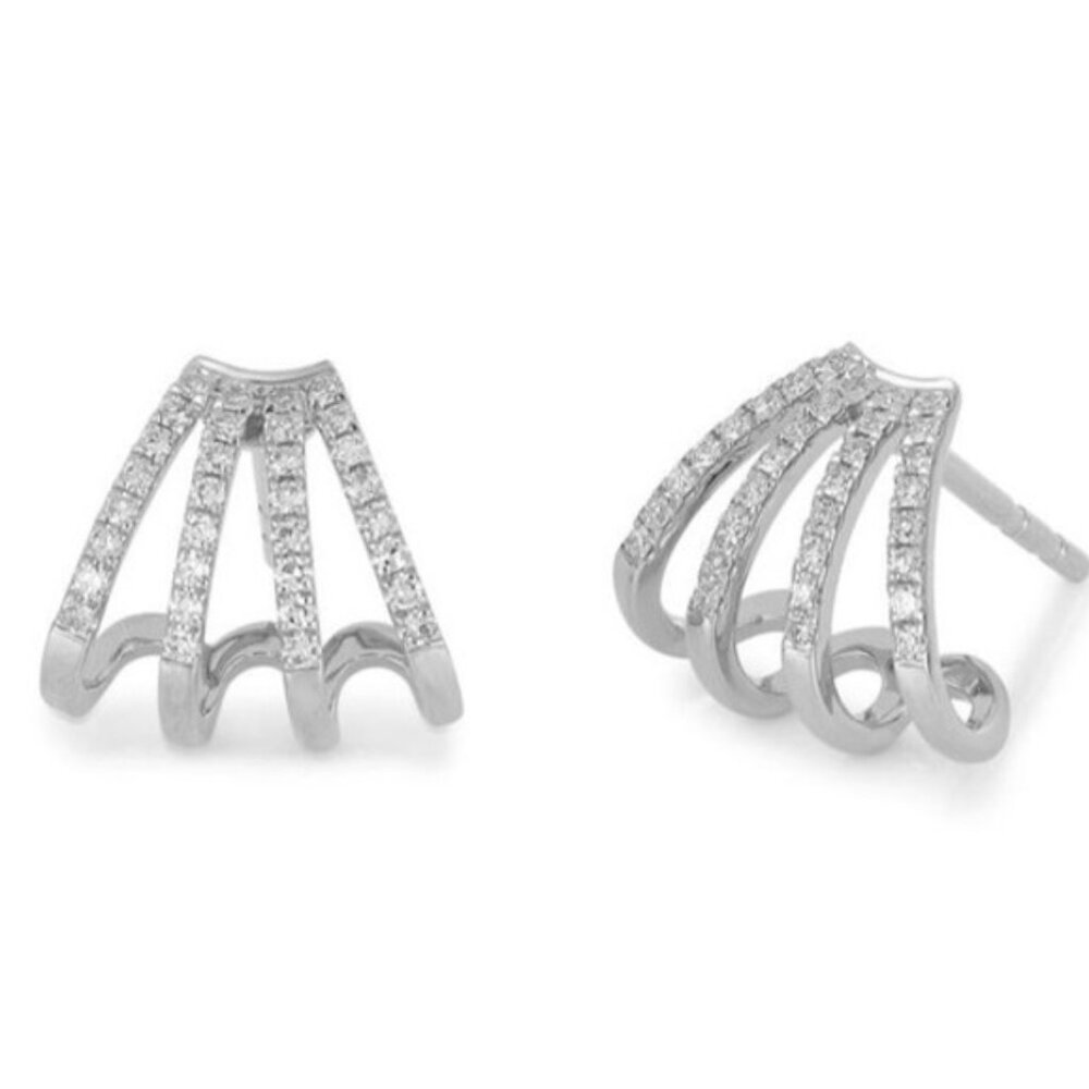 EF Collection white gold diamond multi huggie earrings $1095 retail